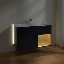 Тумба под раковину Villeroy & Boch Finion 99,6х49,8 см с подсветкой МДФ темно-синий матовый лак/золотой матовый лак G040HFHG