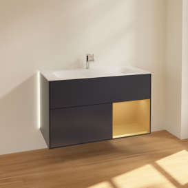 Тумба под раковину Villeroy & Boch Finion 99,6х49,8 см с подсветкой МДФ темно-синий матовый лак/золотой матовый лак G040HFHG