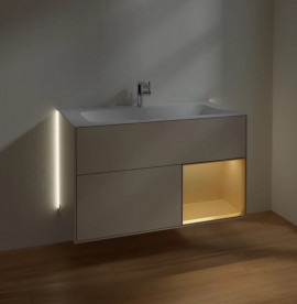 Тумба под раковину Villeroy & Boch Finion 99,6х49,8 см с подсветкой МДФ песок матовый лак/золотой матовый лак G040HFHH