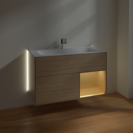 Тумба под раковину Villeroy & Boch Finion 99,6х49,8 см с подсветкой ДСП шпон дуба/золотой матовый лак G040HFPC