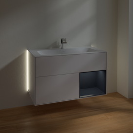 Тумба под раковину Villeroy & Boch Finion 99,6х49,8 см с подсветкой МДФ глянцевый белый лак/темно-синий матовый лак G040HGGF