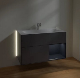 Тумба под раковину Villeroy & Boch Finion 99,6х49,8 см с подсветкой МДФ антрацит матовый лак/темно-синий матовый лак G040HGGK