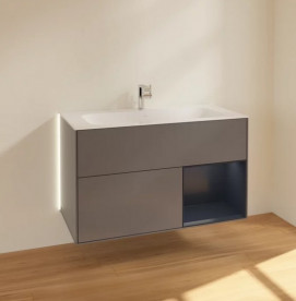 Тумба под раковину Villeroy & Boch Finion 99,6х49,8 см с подсветкой МДФ антрацит матовый лак/темно-синий матовый лак G040HGGK