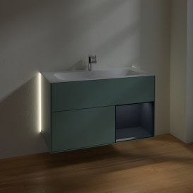 Тумба под раковину Villeroy & Boch Finion 99,6х49,8 см с подсветкой МДФ оливковый матовый лак/темно-синий матовый лак G040HGGM