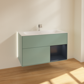 Тумба под раковину Villeroy & Boch Finion 99,6х49,8 см с подсветкой МДФ оливковый матовый лак/темно-синий матовый лак G040HGGM