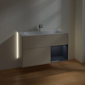 Тумба под раковину Villeroy & Boch Finion 99,6х49,8 см с подсветкой МДФ песок матовый лак/темно-синий матовый лак G040HGHH