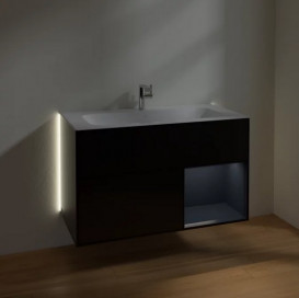 Тумба под раковину Villeroy & Boch Finion 99,6х49,8 см с подсветкой МДФ черный матовый лак/темно-синий матовый лак G040HGPD