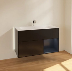 Тумба под раковину Villeroy & Boch Finion 99,6х49,8 см с подсветкой МДФ черный матовый лак/темно-синий матовый лак G040HGPD
