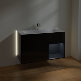 Тумба под раковину Villeroy & Boch Finion 99,6х49,8 см с подсветкой МДФ глянцевый черный лак/темно-синий матовый лак G040HGPH