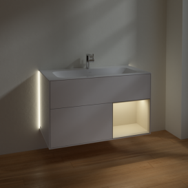 Тумба под раковину Villeroy & Boch Finion 99,6х49,8 см с подсветкой МДФ глянцевый белый лак/песок матовый лак G040HHGF