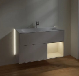 Тумба под раковину Villeroy & Boch Finion 99,6х49,8 см с подсветкой МДФ светло-серый матовый лак/песок матовый лак G040HHGJ