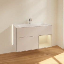 Тумба под раковину Villeroy & Boch Finion 99,6х49,8 см с подсветкой МДФ светло-серый матовый лак/песок матовый лак G040HHGJ