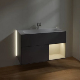 Тумба под раковину Villeroy & Boch Finion 99,6х49,8 см с подсветкой МДФ антрацит матовый лак/песок матовый лак G040HHGK