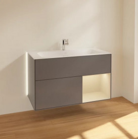 Тумба под раковину Villeroy & Boch Finion 99,6х49,8 см с подсветкой МДФ антрацит матовый лак/песок матовый лак G040HHGK