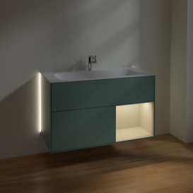 Тумба под раковину Villeroy & Boch Finion 99,6х49,8 см с подсветкой МДФ оливковый матовый лак/песок матовый лак G040HHGM