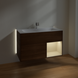 Тумба под раковину Villeroy & Boch Finion 99,6х49,8 см с подсветкой ДСП шпон грецкого ореха/песок матовый лак G040HHGN