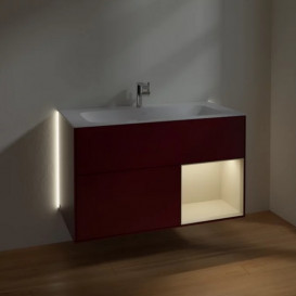 Тумба под раковину Villeroy & Boch Finion 99,6х49,8 см с подсветкой МДФ пион матовый лак/песок матовый лак G040HHHB