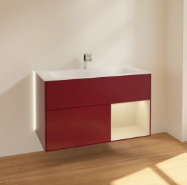 Тумба под раковину Villeroy & Boch Finion 99,6х49,8 см с подсветкой МДФ пион матовый лак/песок матовый лак G040HHHB