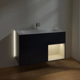 Тумба под раковину Villeroy & Boch Finion 99,6х49,8 см с подсветкой МДФ темно-синий матовый лак/песок матовый лак G040HHHG
