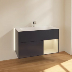 Тумба под раковину Villeroy & Boch Finion 99,6х49,8 см с подсветкой МДФ темно-синий матовый лак/песок матовый лак G040HHHG