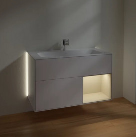 Тумба под раковину Villeroy & Boch Finion 99,6х49,8 см с подсветкой МДФ белый матовый лак/песок матовый лак G040HHMT