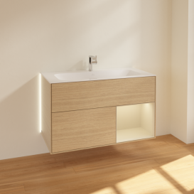 Тумба под раковину Villeroy & Boch Finion 99,6х49,8 см с подсветкой ДСП шпон дуба/песок матовый лак G040HHPC