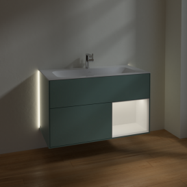 Тумба под раковину Villeroy & Boch Finion 99,6х49,8 см с подсветкой МДФ оливковый матовый лак/белый матовый лак G040MTGM