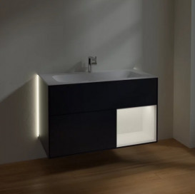 Тумба под раковину Villeroy & Boch Finion 99,6х49,8 см с подсветкой МДФ темно-синий матовый лак/белый матовый лак G040MTHG