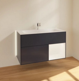 Тумба под раковину Villeroy & Boch Finion 99,6х49,8 см с подсветкой МДФ темно-синий матовый лак/белый матовый лак G040MTHG