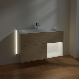 Тумба под раковину Villeroy & Boch Finion 99,6х49,8 см с подсветкой ДСП шпон дуба/белый матовый лак G040MTPC
