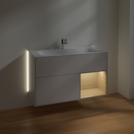 Тумба под раковину Villeroy & Boch Finion 99,6х49,8 см с подсветкой МДФ светло-серый матовый лак/шпон дуба G040PCGJ
