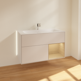 Тумба під раковину Villeroy & Boch Finion 99,6х49,8 см з підсвічуванням МДФ світло-сірий матовий лак/шпон дуба G040PCGJ