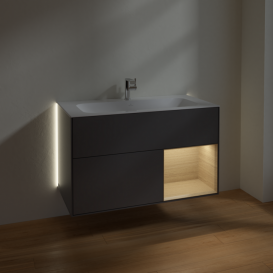 Тумба под раковину Villeroy & Boch Finion 99,6х49,8 см с подсветкой МДФ антрацит матовый лак/шпон дуба G040PCGK
