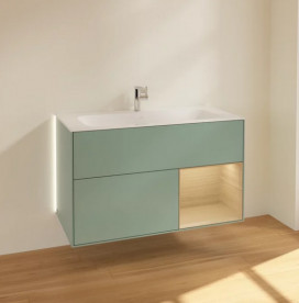 Тумба под раковину Villeroy & Boch Finion 99,6х49,8 см с подсветкой МДФ оливковый матовый лак/шпон дуба G040PCGM