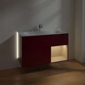 Тумба под раковину Villeroy & Boch Finion 99,6х49,8 см с подсветкой МДФ пион матовый лак/шпон дуба G040PCHB