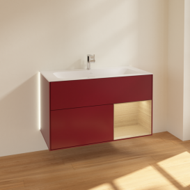 Тумба под раковину Villeroy & Boch Finion 99,6х49,8 см с подсветкой МДФ пион матовый лак/шпон дуба G040PCHB