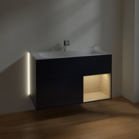 Тумба под раковину Villeroy & Boch Finion 99,6х49,8 см с подсветкой МДФ темно-синий матовый лак/шпон дуба G040PCHG