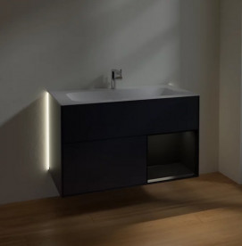 Тумба под раковину Villeroy & Boch Finion 99,6х49,8 см с подсветкой МДФ темно-синий матовый лак/черный матовый лак G040PDHG