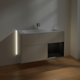Тумба под раковину Villeroy & Boch Finion 99,6х49,8 см с подсветкой МДФ песок матовый лак/черный матовый лак G040PDHH