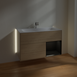 Тумба под раковину Villeroy & Boch Finion 99,6х49,8 см с подсветкой ДСП шпон дуба/черный матовый лак G040PDPC