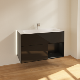 Тумба под раковину Villeroy & Boch Finion 99,6х49,8 см с подсветкой МДФ глянцевый черный лак/черный матовый лак G040PDPH