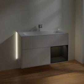 Тумба под раковину Villeroy & Boch Finion 99,6х49,8 см с подсветкой МДФ светло-серый матовый лак/глянцевый черный лак G040PHGJ