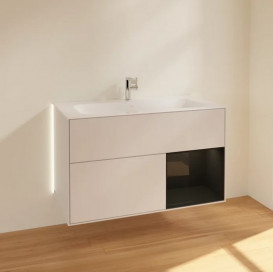 Тумба под раковину Villeroy & Boch Finion 99,6х49,8 см с подсветкой МДФ светло-серый матовый лак/глянцевый черный лак G040PHGJ