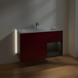 Тумба под раковину Villeroy & Boch Finion 99,6х49,8 см с подсветкой МДФ пион матовый лак/глянцевый черный лак G040PHHB