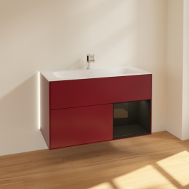 Тумба под раковину Villeroy & Boch Finion 99,6х49,8 см с подсветкой МДФ пион матовый лак/глянцевый черный лак G040PHHB