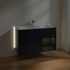 Тумба под раковину Villeroy & Boch Finion 99,6х49,8 см с подсветкой МДФ темно-синий матовый лак/глянцевый черный лак G040PHHG