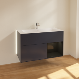 Тумба под раковину Villeroy & Boch Finion 99,6х49,8 см с подсветкой МДФ темно-синий матовый лак/глянцевый черный лак G040PHHG
