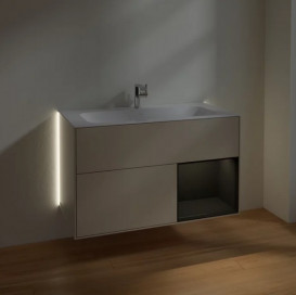 Тумба под раковину Villeroy & Boch Finion 99,6х49,8 см с подсветкой МДФ песок матовый лак/глянцевый черный лак G040PHHH