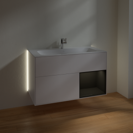 Тумба под раковину Villeroy & Boch Finion 99,6х49,8 см с подсветкой МДФ белый матовый лак/глянцевый черный лак G040PHMT