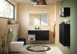 Тумба под раковину Villeroy & Boch Finion 119,6х49,8 см с подсветкой МДФ черный матовый лак/белый матовый лак F060MTPD